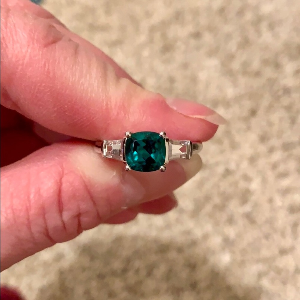 Simulated Emerald & White Sapphire Ring